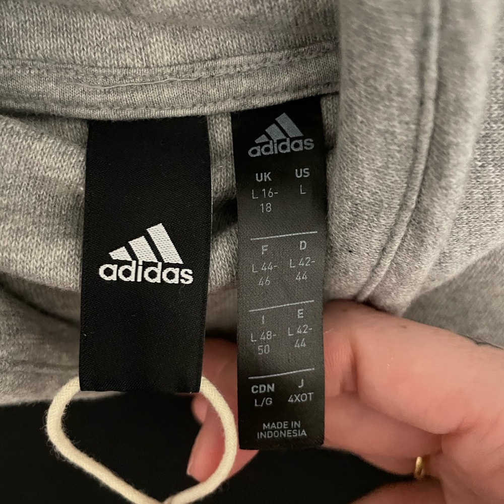 Adidas Womens Grey Cropped High Low Cowl Neck Sweatshirt with Stripe - Size L - Picture 5 of 8